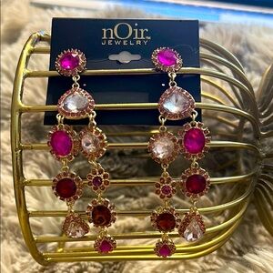 nOir Jewelry Pink and Red Chandelier Earrings